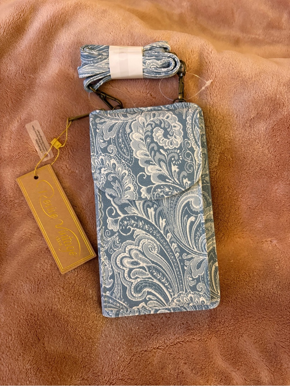 Blue Paisley Crossbody Wallet